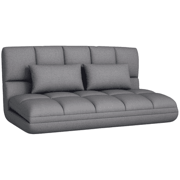 HOMCOM Adjustable Floor sofa Foldable Lazy Sofa Sleeper w/ 2 Pillows Grey