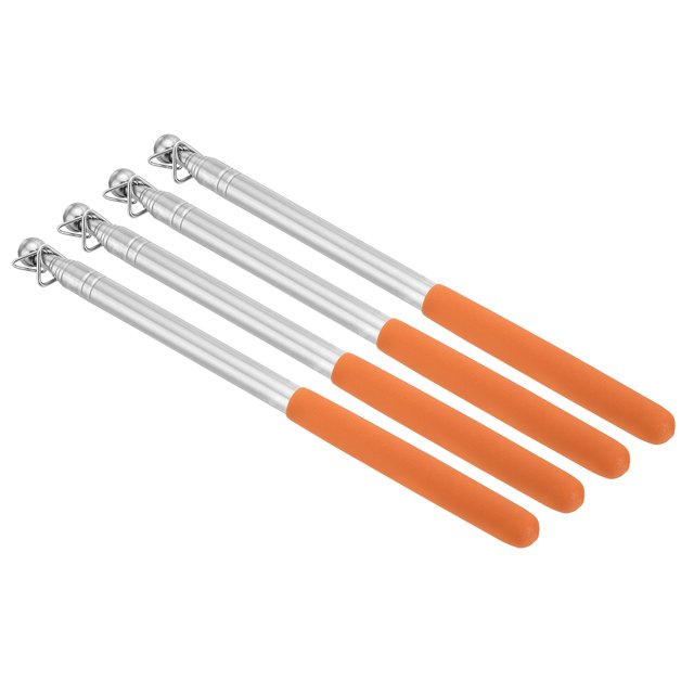Unique Bargains 1.2M/4ft Telescopic Handheld Flagpoles, 4Pcs Teachers Pointer Stick Orange