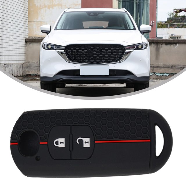 1pcs Housse de Clé de Voiture (Clé Non Incluse) Adaptée pour Clé Mazda Étui en Silicone Porte-Clés Protection Clé 2 Boutons Intérieur de Voiture