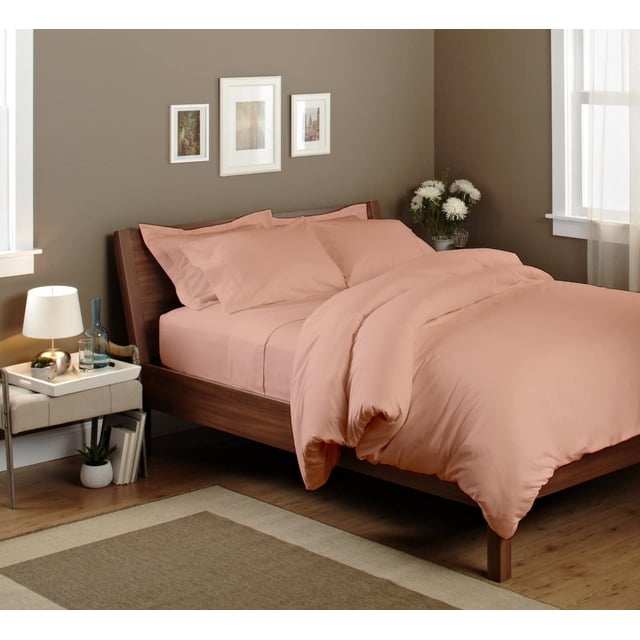 Alive Pixels Drap-Housse Pêche Uni 100 pour Cent Coton 1-Pc Drap-Housse avec Poche de 22 Pouces 200TC (Full, Pêche)
