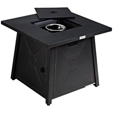 Giantex Table de Feu au Gaz, Table de Foyer Carrée de 30 Pouces 50 000 BTU avec Housse Imperméable, Certifications ETL et CSA, Foyer au Propane pour Patio à Allumage Automatique avec Roche de Lave