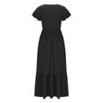 thumbnail image 4 of AherBiu Robe Maxi Bohème pour Femmes à Manches Cap, Été, Décontractée, Ample, à Volants, Fluide, avec Poches, 4 of 6