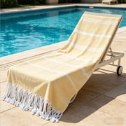Linnome Beach Towel with Tassels Striped Quick Dry Lightweight Bath Towel for Travel Swimming Pool Camping 98.42in Yellow