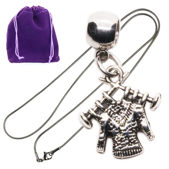 Knitting Sweater Charm Necklace for Crochet Accessories and Knitting Yarn Lovers, Silver Tone Pendant on Chain, Cute Crochet Machine Inspired Jewelry with Gift Pouch