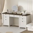 thumbnail image 2 of FIAKOA 45"Executive Desk, Modern Farmhouse Computer Desk with Drawers & Cabinet, White Home Office Desk Writing Workspace for Work Study, 2 of 8