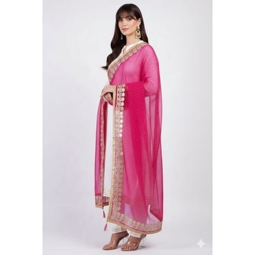 DWEEP SARA Women’s Ethnic Party & Festive Wear Festive Special Pink Dupatta