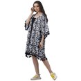 thumbnail image 4 of Moomaya Front Open Printed Shrug 3/4 Sleeve Georgette Beach Cover Up For Women, 4 of 6