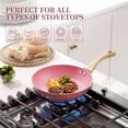 thumbnail image 3 of Innerwell 9.5 Inch Pink Nonstick Frying Pan Skillet Bakelite Handle Saute Granite Cookware Fits Various Stoves, 3 of 6