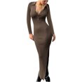 thumbnail image 2 of Gspmoly Robes d'Été, Robe Polyvalente pour Femme à Col Rabattu, Couleur Unie, Mode, Ajustée, à Découpes, Robes de Vacances pour Femmes en Liquidation, 2 of 8