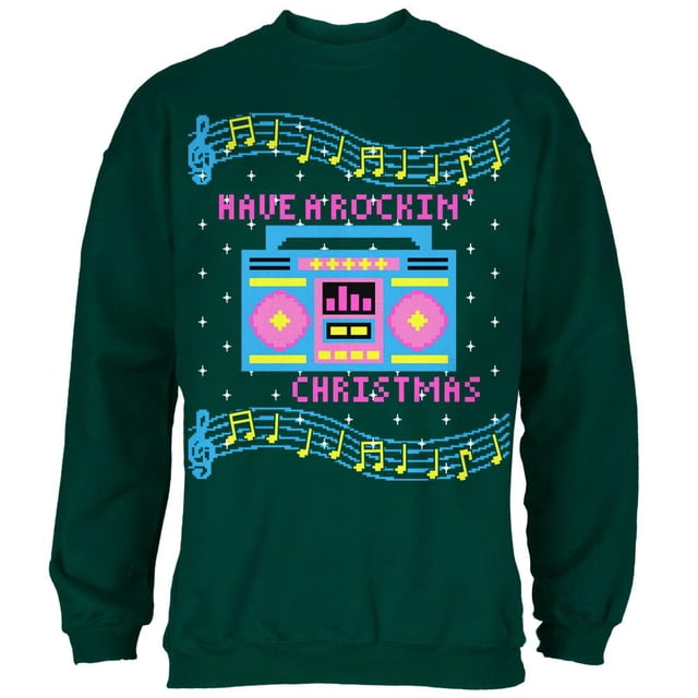 Chandail Rétro Boombox Musique « Have a Rockin' Ugly Noël Sweater » pour Homme
