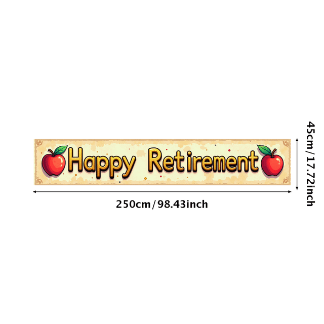 Happy Retirement Banner with Apple Decor Background Party Decors Retirement Celebration Photography Props Backdrop Decorations