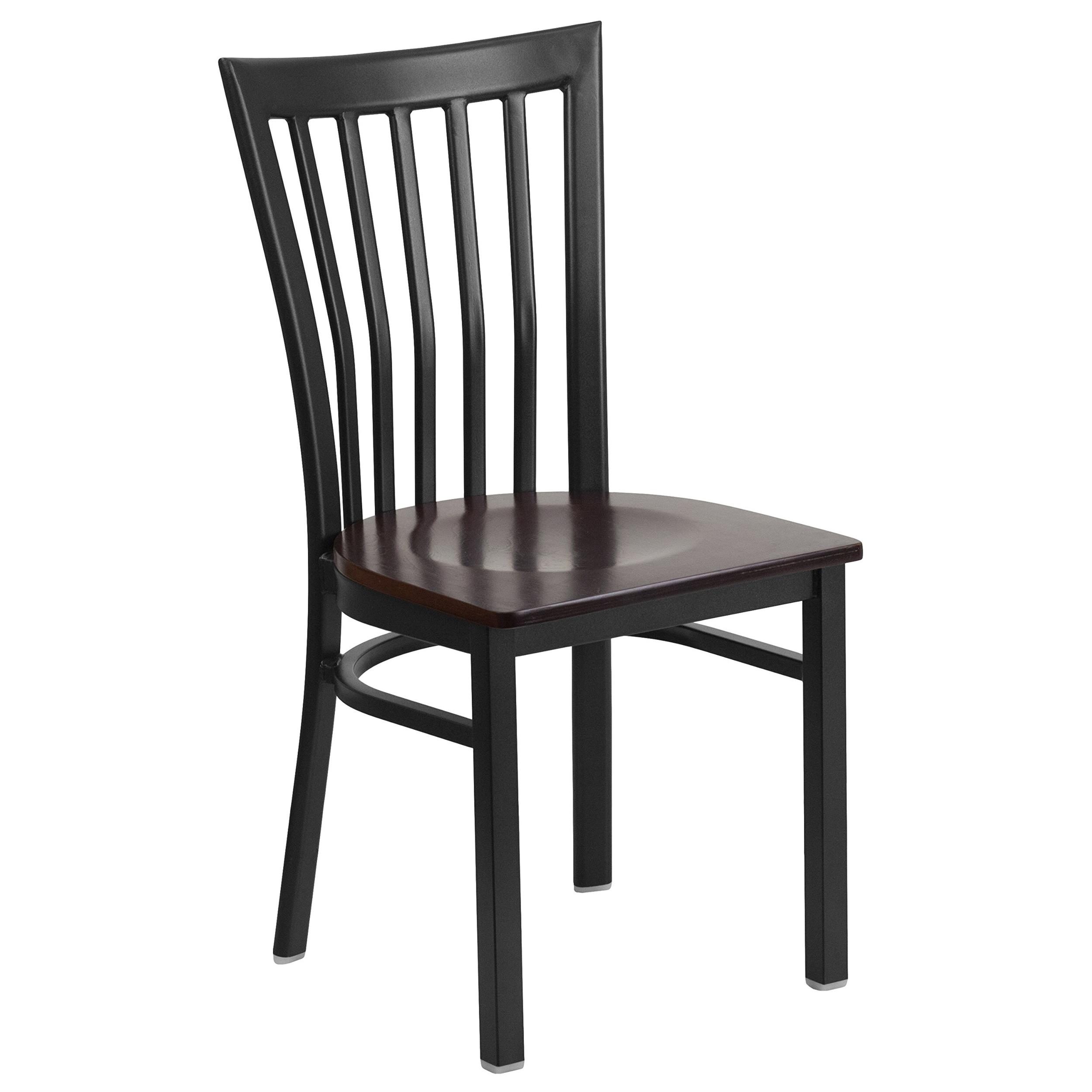 Bowery Hill Contemporary Restaurant Dining Chair in Black and Walnut