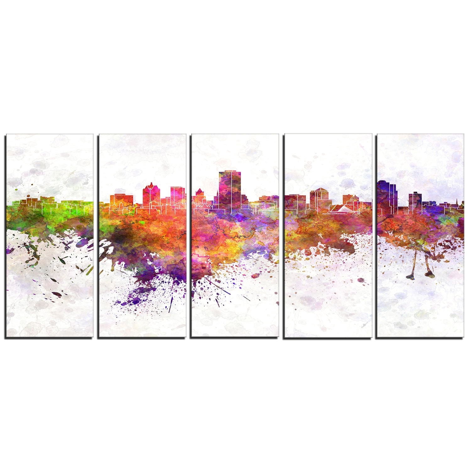 Design Art La Ligne D'Horizon De Milwaukee Sur Toile