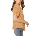 thumbnail image 4 of INSPIRE CHIC Women's Floral Puff Sleeves Pleated Collar Button Down Shirt, 4 of 5