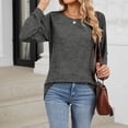 thumbnail image 4 of Timegard Hauts pour Femmes Col Rond Manches Longues T-Shirts de Couleur Unie Chic Décontracté Amples Chauds Hauts Automne, 4 of 7
