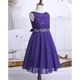 thumbnail image 4 of YONGHS Robe en Mousseline à Fleurs et Dentelle pour Grandes Filles, Formelle, Banquet, Concours, Mariage, Fête, Robe de Bal, Violet, 8, 4 of 7