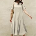 thumbnail image 2 of Birdeem Women Summer Round Neck Solid Color Casual Strapless Party Short Maxi Dress, 2 of 6