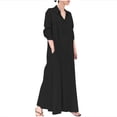 thumbnail image 2 of Meichang Robe Chemise Longue Maxi pour Femmes, Robe de Travail Boutonnée, Manches Longues, Col, Coupe Ample, Robe T-Shirt Unie, Robe Décontractée Évasée avec Poches, 2 of 8
