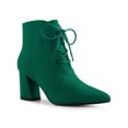 thumbnail image 1 of Unique Bargains Bottines à Talon Bloc à Bout Pointu à Lacets pour Femmes Vert Foncé (Taille 8), 1 of 4