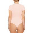thumbnail image 3 of LUXUR Combinaison Femme Manches Courtes T-Shirt Body Col Rond Hauts Justaucorps Décontractés Couleur Unie Rose S, 3 of 4