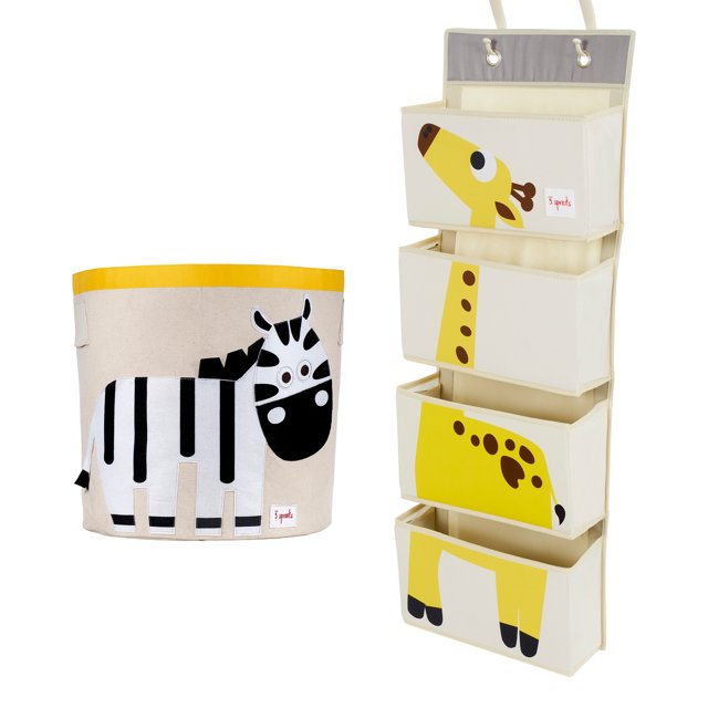3 Sprouts Storage Bin Basket, Zebra & Wall Hanging Organizer, Giraffe