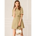 thumbnail image 2 of INSPIRE CHIC Women's Casual Short Sleeve Solid Color Button Down Shirt Dress, 2 of 6