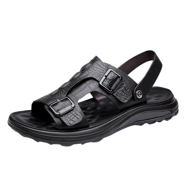 Black Mens Sandals Integrated Design Breathable Non Slip Soft Sole Thick Sole For Casual Wear And Outdoor Use In Spring Summer Seasons Size 44