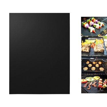 Tapis de Gril pour Four BBQ Résistant à la Chaleur Antiadhésif, Feuille de Gril BBQ, Doublures de Poêle de Four, Tapis de Cuisson (Noir)