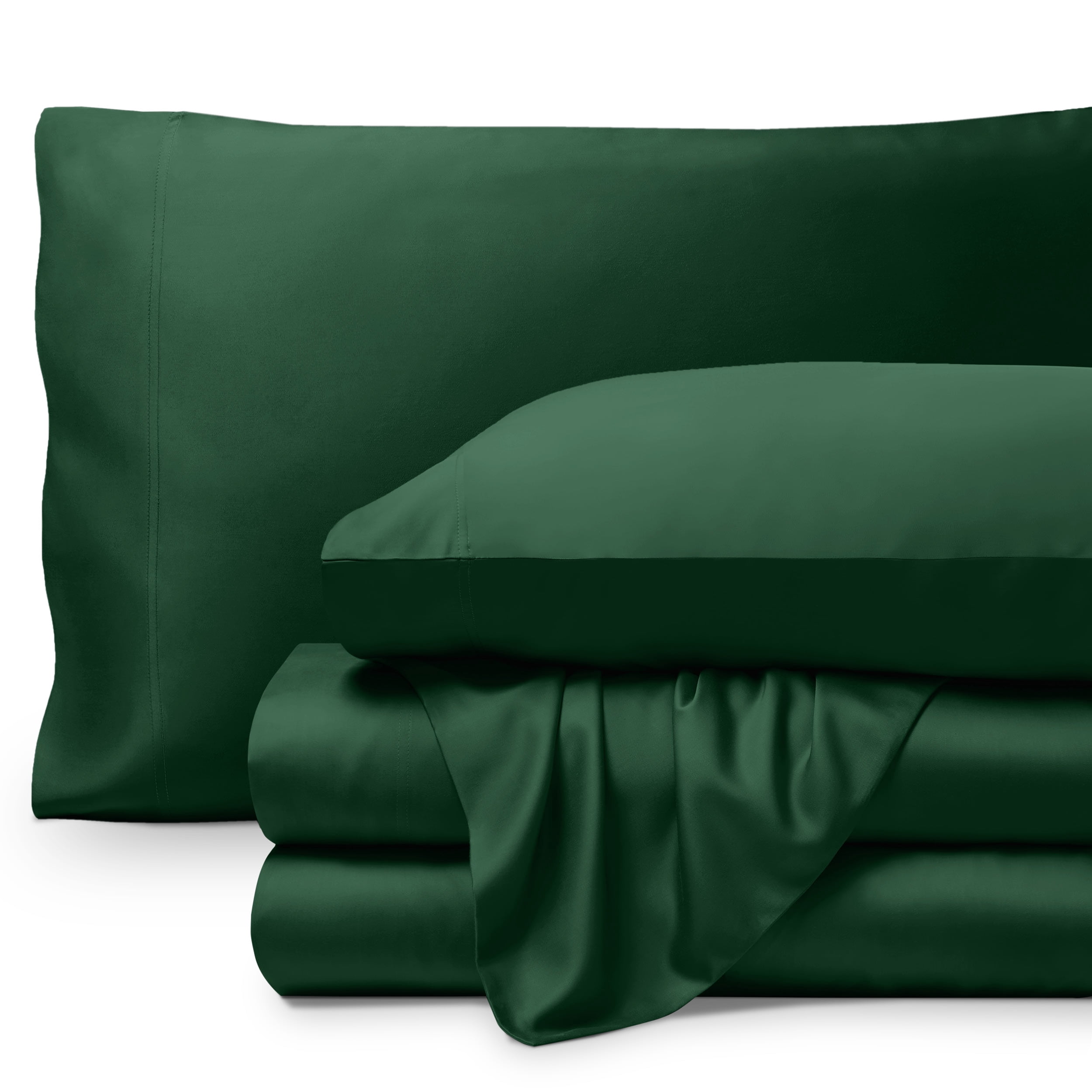 Bare Home Bamboo Sheet Set - Made from Rayon Fibers - Deep Pockets - 4 Piece - King, Forest Green