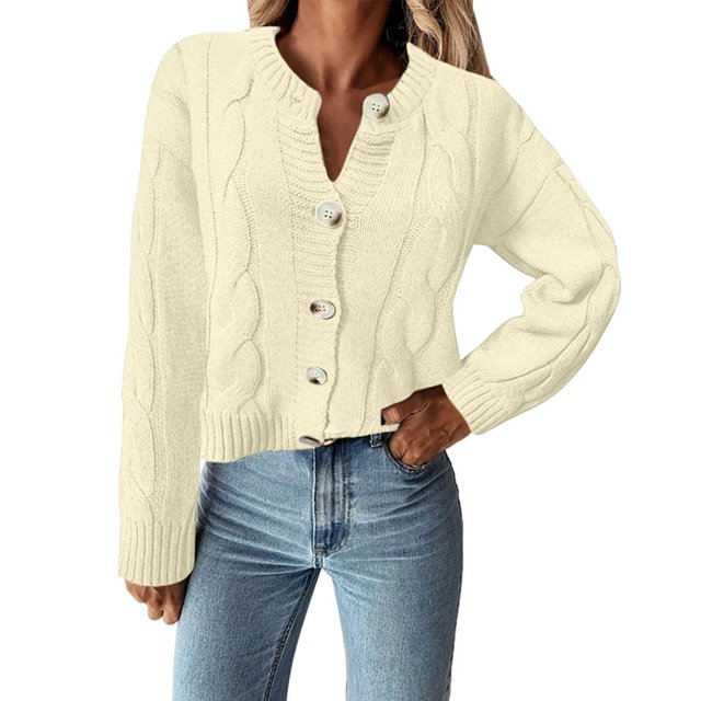 Pulls à Manches Longues et Manches Longues avec Poches en Tricot Crop Cardigans