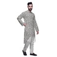 thumbnail image 2 of Atasi Button Down Asymmetrical Kurta For Men Printed Mandarin Long Sleeve Shirt, 2 of 5