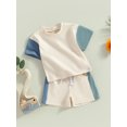thumbnail image 3 of Fortune Infant Boys Summer Contrast Color Short Sleeve T-Shirts Elastic Waist Shorts 2Pcs Set, 3 of 6
