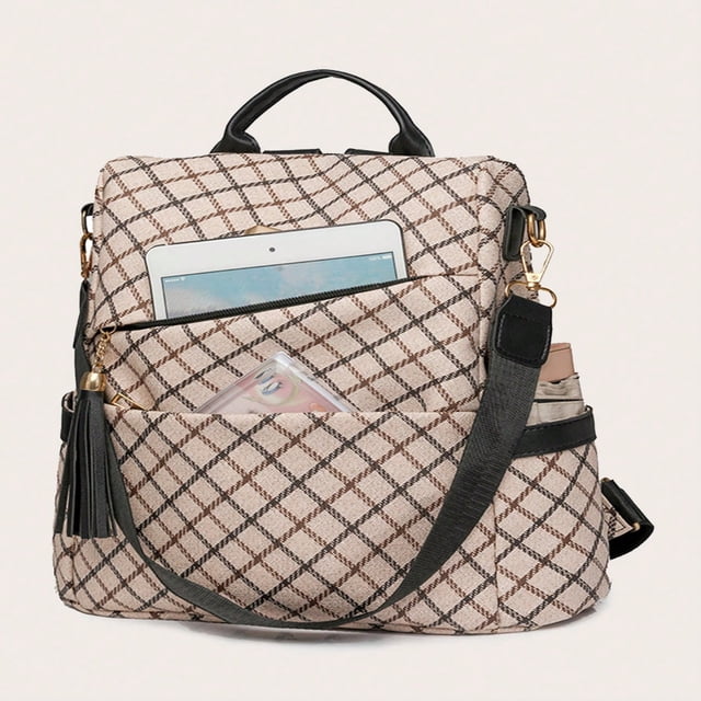 LNGOOR Sac à Dos Décontracté Polyvalent Uni pour Femmes, Mode, Grande Capacité, Style Preppy, Imperméable, Durable, Sac d'École pour Élèves du Secondaire et du Secondaire, Portable, à Compartiments Multiples Ba