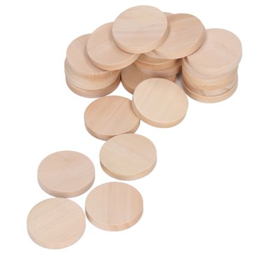 Round Wood Coins, Easy DIY Platane Wood Unfinished Wood Cutout 1.2 Inch 50Pcs For Coloring