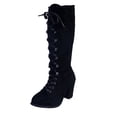 thumbnail image 1 of Kcodviy Femmes Décontracté Vintage Rétro Bottes Mi-Mollet pour Femmes à Lacets Talons Épais Moyens Chaussures Femmes Mi Femmes Mi Femmes Mi, 1 of 8