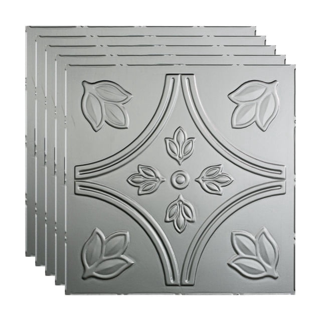 Fasade 2ft x 2ft Decorative Vinyl Ceiling Panel 5 Pack, Water- and corrosion-resistant