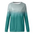 thumbnail image 3 of Hauts d'Été pour Femmes 2023 T-shirt Décontracté à Manches Raglan Col Rond Automne Hiver Dégradé Ample en Liquidation, 3 of 4