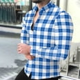 thumbnail image 1 of Timdgard Button down Shirts for Men Fall Plaid Lapel V Neck Long Sleeve Shirts Work Casual Tops, 1 of 8