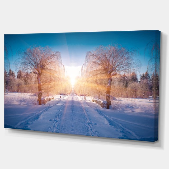 Winter Landscape in City Park - Landscape Canvas Art Print