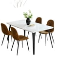 thumbnail image 4 of Homy Casa 63 inch Modern Dining Set, Dining Table with 4 Chairs, Beige Fabric, 4 of 10