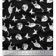 thumbnail image 1 of Soimoi Rayon Crepe Fabric Bird & Cat Animal Decor Fabric Printed Yard 46 Inch Wide, 1 of 3