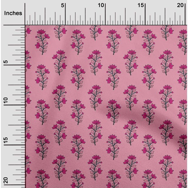 oneOone Tissu Jersey Viscose Feuilles & Floral Imprimé au Mètre 60 Pouces de Large