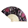 thumbnail image 2 of VogueV Ladies Satin Folding Fan - Elegant Handheld Cooling Accessory N, 2 of 3