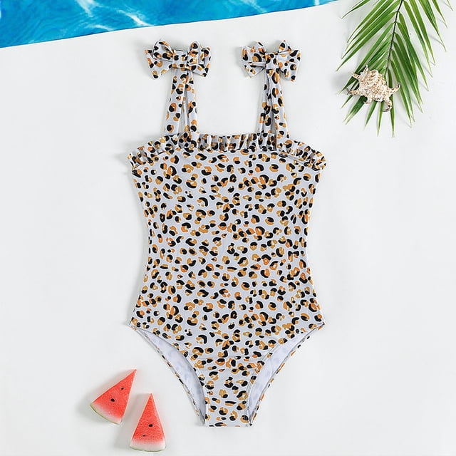 Girl Swimsuits One Piece Swimming Bathing Suit Sleeveless Ruffle Cute Swimwear Bathing Suits 13-14 Years