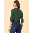 thumbnail image 3 of INSPIRE CHIC Cardigan Léger à Manches 3/4 Froncées et Col Châle Ouvert pour Femmes Vert P, 3 of 4