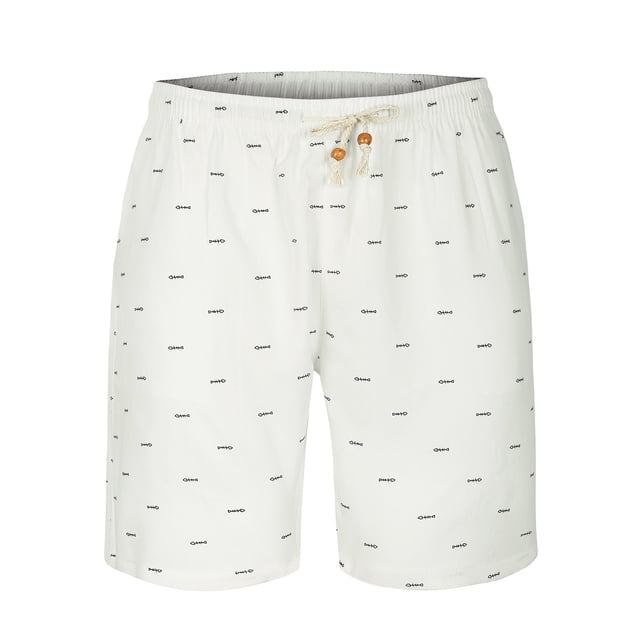 INSPIRE CHIC Men's Shorts Drawstring Waist Fish Pattern Beach Summer Board Shorts 30 White