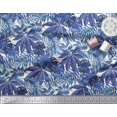 thumbnail image 3 of Soimoi Blue Cotton Jersey Fabric Tropical Leaves Fabric Prints By Yard 58 Inch Wide, 3 of 5
