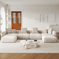 thumbnail image 3 of The Magic Home Canapé de Coin Convertible Modulable 4 Places en Velours Côtelé Beige,, 3 of 9