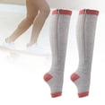 thumbnail image 2 of 1 Paire de Bas de Compression Motif Exquis Coton Respirant Bout Ouvert Fermeture Éclair Bas de Compression Manchon de Jambe pour Fille, 2 of 8