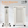 thumbnail image 4 of Costway Radiateur Électrique 1500W à Huile avec Réglages de Chaleur Blanc, 4 of 10
